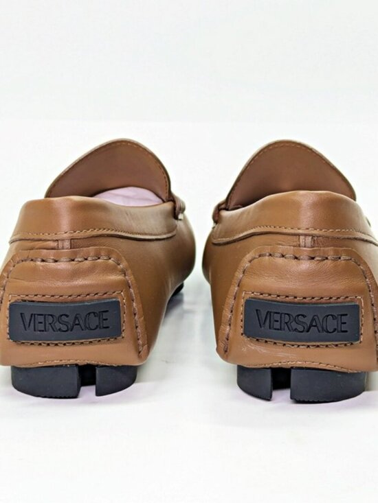 Versace Men\'s Medusa Biggie Leather Loafer Dark Toffee Size 41 (MSRP $775)